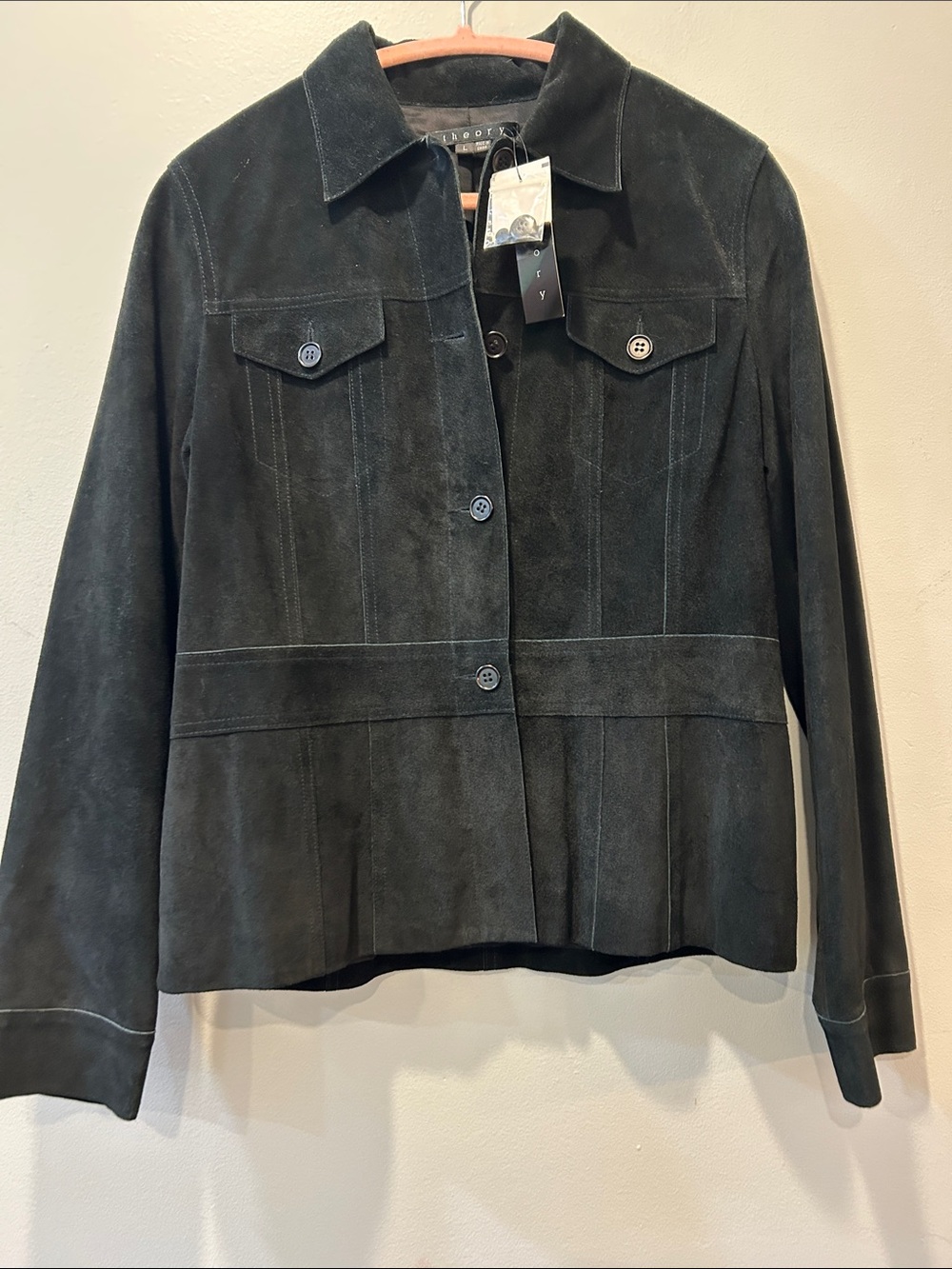 Theory Black Suede Button Jacket NWT